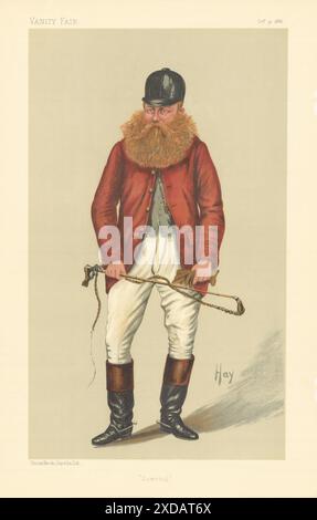 EITELKEIT FAIR SPION CARTOON John Perkins 'Downing' Fox Jäger. Von Hay 1886 Druck Stockfoto