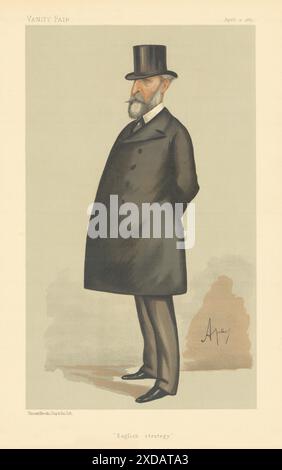 EITELKEIT FAIR SPION CARTOON LT-Gen Edward Bruce Hamley 'English Strategy' 1887 Stockfoto