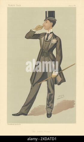 EITELKEIT FAIR SPIONAGE CARTOON Henry Ernest Schlesinger Benzon 'Jubilee Plunger' 1887 Stockfoto