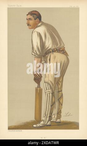 VANITY FAIR SPION CARTOON Walter William Lesen Sie "WW" Cricket. Batsman. Lib 1888 Stockfoto