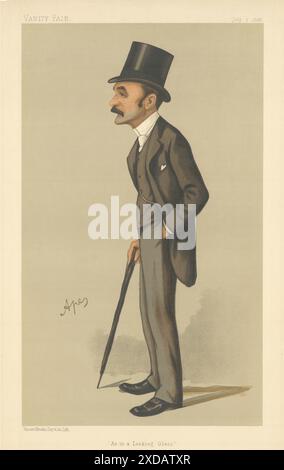 EITELKEIT FAIR SPIONAGE CARTOON Francis Charles Philips 'As in a Looking Glass' 1888 Stockfoto