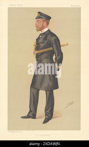 EITELKEIT FAIR SPIONAGE CARTOON der Prinz George 'Unser Seemann Prinz' Royalty 1890 Stockfoto