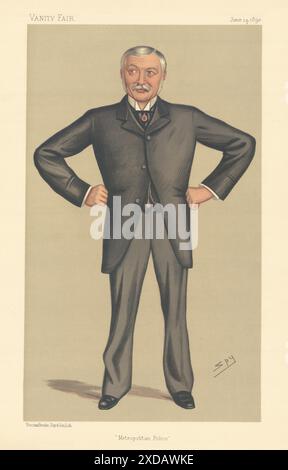 EITELKEIT FAIR SPION CARTOON James Monro 'Metropolitan Police' 1890 alten Druck Stockfoto