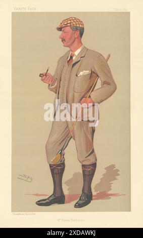 EITELKEIT FAIR SPIONAGE CARTOON Herr Horace Gordon Hutchinson. Golfers 1890 alten Druck Stockfoto