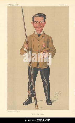 EITELKEIT FAIR SPIONAGE CARTOON 'Mr William Black'. Angeln 1891 alte antike Druck Stockfoto