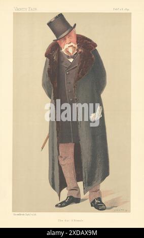 EITELKEIT FAIR SPIONAGE CARTOON Prinz Henri d'Orleans 'der Duc d'Aumale'. GUTH 1891 Stockfoto