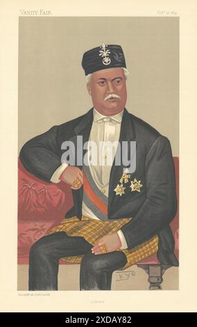 EITELKEIT FAIR SPIONAGE CARTOON HH Tunkoo Abubeker bin Ibrahim 'Johore' Malaysia 1891 Stockfoto