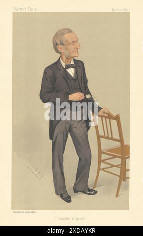 EITELKEIT MESSE SPIONAGE CARTOON Prof John Hall Gladstone 'Chemie und Optik' 1891 Stockfoto