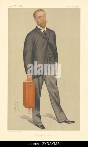 EITELKEIT FAIR SPIONAGE CARTOON James William Lowther 'Foreign Affairs' Cumbria 1891 Stockfoto