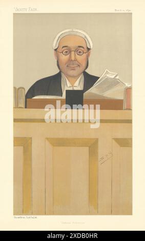 EITELKEIT FAIR SPIONAGE CARTOON Charles Bowen "gerichtliche Höflichkeit". Judge 1892-Druck Stockfoto