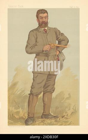 VANITY FAIR SPION CARTOON Walter Winans 'The Record Revolver Shot' Spiel 1893 Stockfoto