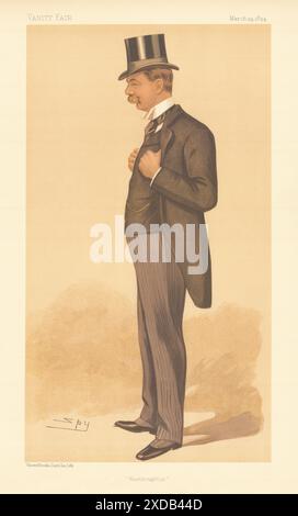 EITELKEIT FAIR SPION CARTOON Lord Stanley 'Westhoughton' Lancs 1894 alten Druck Stockfoto