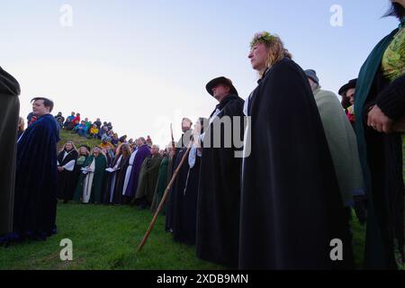 Sommersonnenwende, Bryn Celli Ddu, Llanddaniel Fab, Anglesey, Nordwales. Stockfoto