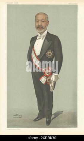 EITELKEIT-SPION-CARTOON Viscount Tadasu Hayashi "Japan". Diplomat 1902 Druck Stockfoto