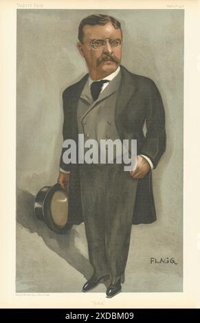 EITELKEIT, SPIONAGE, CARTOON USA Präsident Theodore Roosevelt "USA". Flagg 1902 Stockfoto