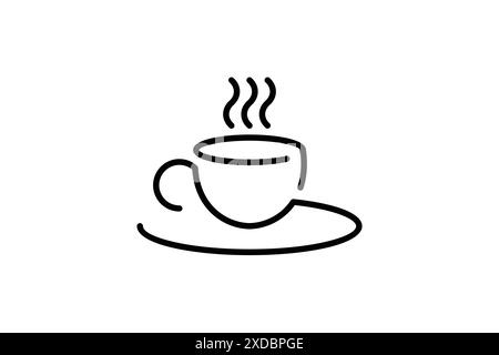 Coffee Cup Logo Vektor Design Konzept im Line Art Stil. Einfaches und flaches Design, das sich problemlos auf jedem Medium anbringen lässt. Stock Vektor