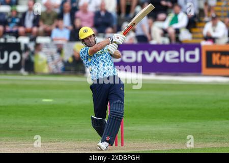 Worcester, Großbritannien. Juni 2024. Sam Hain spielte mit dem Schläger während des Vitality T20 Blast Matches zwischen Worcestershire Rapids und Birmingham Bears in New Road, Worcester, UK am 21. Juni 2024. Foto von Stuart Leggett. Nur redaktionelle Verwendung, Lizenz für kommerzielle Nutzung erforderlich. Keine Verwendung bei Wetten, Spielen oder Publikationen eines einzelnen Clubs/einer Liga/eines Spielers. Quelle: UK Sports Pics Ltd/Alamy Live News Stockfoto