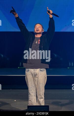 Milwaukee, USA. Juni 2024. Kane Brown während des Summerfest Music Festivals am 20. Juni 2024 in Milwaukee, Wisconsin (Foto: Daniel DeSlover/SIPA USA) Credit: SIPA USA/Alamy Live News Stockfoto