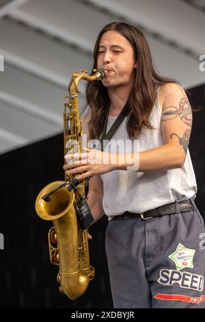 Milwaukee, USA. Juni 2024. SEN Morimoto während des Summerfest Music Festivals am 20. Juni 2024 in Milwaukee, Wisconsin (Foto: Daniel DeSlover/SIPA USA) Credit: SIPA USA/Alamy Live News Stockfoto