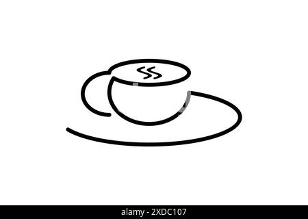 Coffee Cup Logo Vektor Design Konzept im Line Art Stil. Stock Vektor