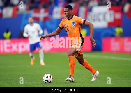 Niederländer Denzel Dumfries während des Gruppenspiels der UEFA Euro 2024 im Leipziger Stadion. Bilddatum: Freitag, 21. Juni 2024. Stockfoto