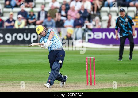 Worcester, Großbritannien. Juni 2024. Sam Hain spielte beim Vitality T20 Blast Spiel zwischen Worcestershire Rapids und Birmingham Bears am 21. Juni 2024 in New Road, Worcester, UK. Foto von Stuart Leggett. Nur redaktionelle Verwendung, Lizenz für kommerzielle Nutzung erforderlich. Keine Verwendung bei Wetten, Spielen oder Publikationen eines einzelnen Clubs/einer Liga/eines Spielers. Quelle: UK Sports Pics Ltd/Alamy Live News Stockfoto