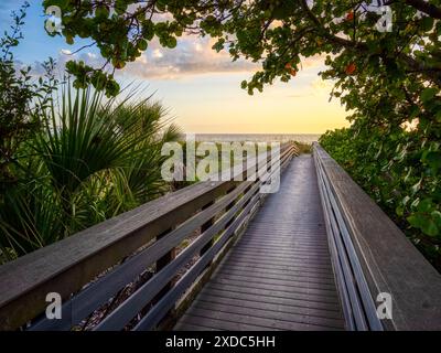 Broadwalk zum Caspersen Beach am Golf von Mexiko im Südwesten Floridas in Venedig Florida USA Stockfoto