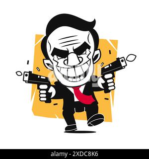 Bewaffnete Terrorismuspistole zur Geisel Entführung Terrorismus Vektor-Illustration Stock Vektor