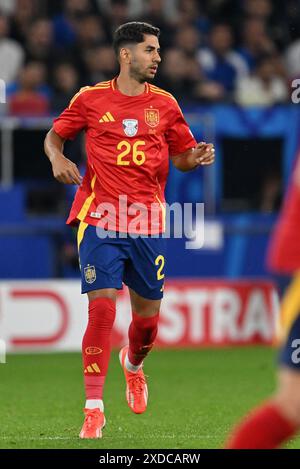Ayoze Perez (26) aus Spanien im Rahmen eines Fußballspiels zwischen den Nationalmannschaften Spaniens und Italiens am 2 . Spieltag in Gruppe B in der Gruppenphase des UEFA Euro 2024-Turniers am Freitag, den 20 . Juni 2024 in Gelsenkirchen , Deutschland . FOTO SPORTPIX | David Catry Stockfoto