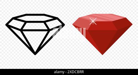 Vektor Einfaches Minimalistisches Edelsteinsymbol. Diamant, Kristall, Strass Nahaufnahme Isoliert. Jewerly-Konzept. Designvorlage für Edelsteine, Gem Clipart Stock Vektor