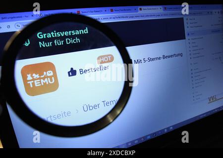 Auf einem Laptop wurde die Website des Online-Marktplatzes Temu abgerufen. Osdorf Hamburg *** die Website des Online-Marktplatzes Temu wurde über einen Laptop Osdorf Hamburg aufgerufen Stockfoto