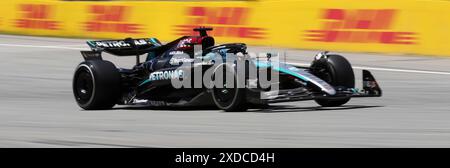 Sabadell, Barcelona, Spanien. Juni 2024. Montmelo Spanien 21. Juni 2024 George Russell (63 GBR Mercedes ) während des Freien Trainings 1 beim Grand Prix 2024 von Aramaco Spanien in Montmelo Spanien am 21. Juni 2024 (Credit Image: © Xavi Urgeles/ZUMA Press Wire) NUR REDAKTIONELLE VERWENDUNG! Nicht für kommerzielle ZWECKE! Quelle: ZUMA Press, Inc./Alamy Live News Stockfoto