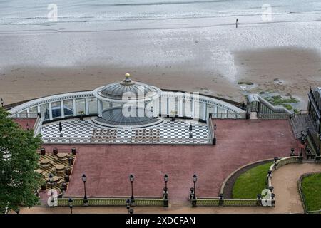 Blick von oben auf den Spa-Komplex, Scarborough, Yorkshire Stockfoto