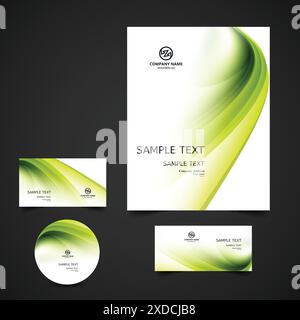 Glänzende grüne Geschäft Schreibwaren Vektor Design Illustration Stock Vektor