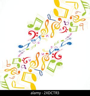 Farbenfroher Hintergrund mit Musiknoten Stock Vektor