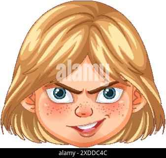 Blondes Mädchen mit selbstbewusstem Ausdruck Stock Vektor