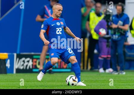 DÜSSELDORF, DEUTSCHLAND - 21. JUNI: Stanislav Lobotka aus der Slowakei im Spiel der Gruppe E - UEFA EURO 2024 zwischen der Slowakei und der Ukraine in der Merkur Spiel-Arena am 21. Juni 2024 in Düsseldorf. (Foto: Joris Verwijst/BSR Agency) Stockfoto