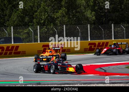 10 GOETHE Oliver (ger), Campos Racing, Dallara F3 2019, Action während der 5. Runde der FIA Formel-3-Meisterschaft 2024 vom 21. Bis 23. Juni 2024 auf dem Circuit de Barcelona-Catalunya, in Montmeló, Spanien - Foto Xavi Bonilla / DPPI Stockfoto