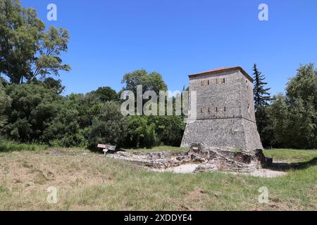 Venezianischer Turm die ruinierte Stadt Butrint, Albanien Stockfoto