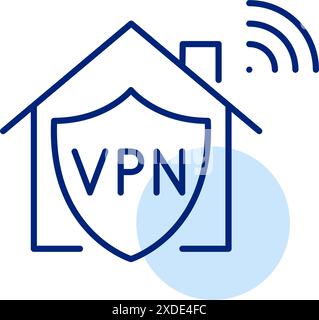 Heimnetzwerk, VPN Shield und wi-fi. Sichere Internetverbindung. Symbol für Pixelperfekte, bearbeitbare Kontur Stock Vektor