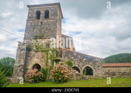 Kirche San Andres. Argomilla de Cayon, Kantabrien, Spanien. Stockfoto