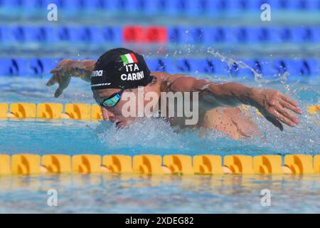 Roma, Italien. Juni 2024. Giacomo Carini von Italien tritt an den 200 m langen Butterfly Men Heats während des 60. Settecolli Schwimmens im stadio del Nuoto in Rom (Italien) am 22. Juni 2024 an. Quelle: Insidefoto di andrea staccioli/Alamy Live News Stockfoto