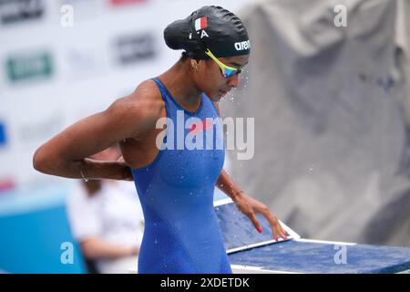 Rom, Italien. Juni 2024. Sara Curtis (ITA) wurde bei den 50 Schmetterlingsfrauen bei der 60. Settecolli International Swimming Qualification gesehen. (Foto: Davide Di Lalla/SOPA Images/SIPA USA) Credit: SIPA USA/Alamy Live News Stockfoto