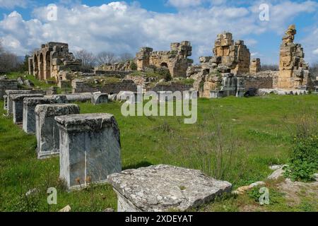 Antike Bäder von Hadrian, antike archäologische Stätte von Aphrodisias, Geyre, Karacasu, Aydin, Westtürkei, Türkei Stockfoto