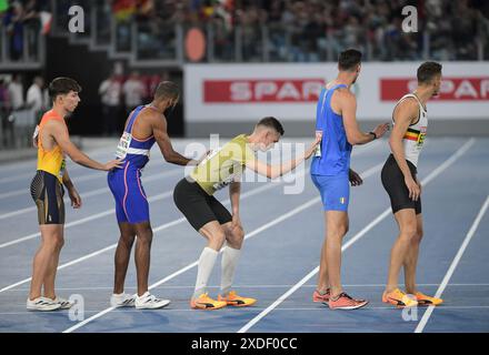 Staffelfinale der Männer im 4x400-m-Format bei der Leichtathletik-Europameisterschaft im Stadio Olimpico, Rom, Italien - 12. Juni 2024. Foto von Gary Mitchell Stockfoto