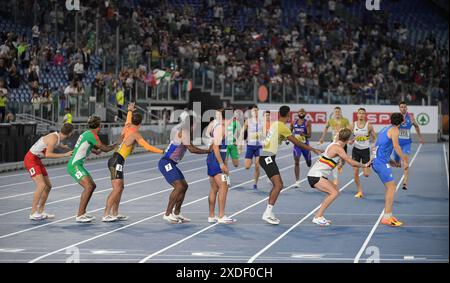 Staffelfinale der Männer im 4x400-m-Format bei der Leichtathletik-Europameisterschaft im Stadio Olimpico, Rom, Italien - 12. Juni 2024. Foto von Gary Mitchell Stockfoto