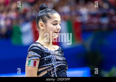 RAFFAELI Sofia (Ita) während der FIG Rhythmic Gymnastics World Cup, am 22. Juni 2024 beim Unipol Forum, Mailand während Rhythmic Gymnastic - World Cup 2024 - Einzelband und Vereine, Turnen in Assago, Italien, 22. Juni 2024 Stockfoto