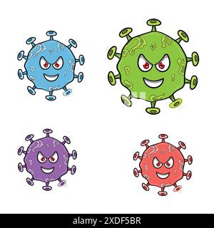 Angry Virus Cartoon Figur Corona Stock Vektor