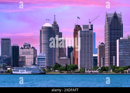 Detroit City Space und Skyline, Michigan, USA Stockfoto