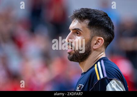 Murcia, Spanien. Juni 2024. Spanische Basketball-Liga zwischen UCAM CB und Real Madrid, drittes Spiel um den Titel der Liga, im Deport Palacio de los Stockfoto